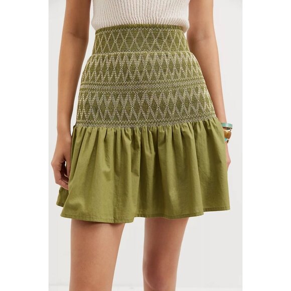 Anthropologie Maeve Smocked Mini Skirt - Picture 1 of 9